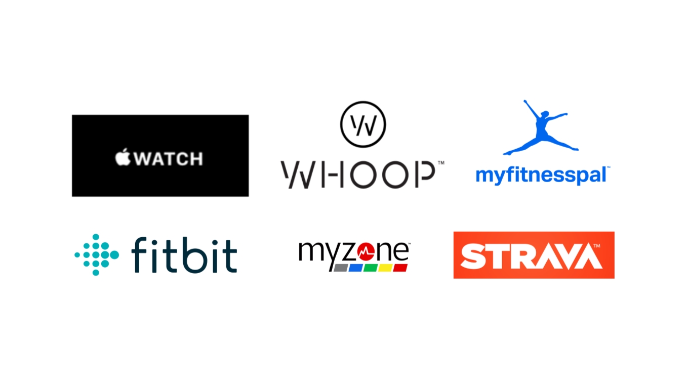 Logos of popular fitness apps and wearables